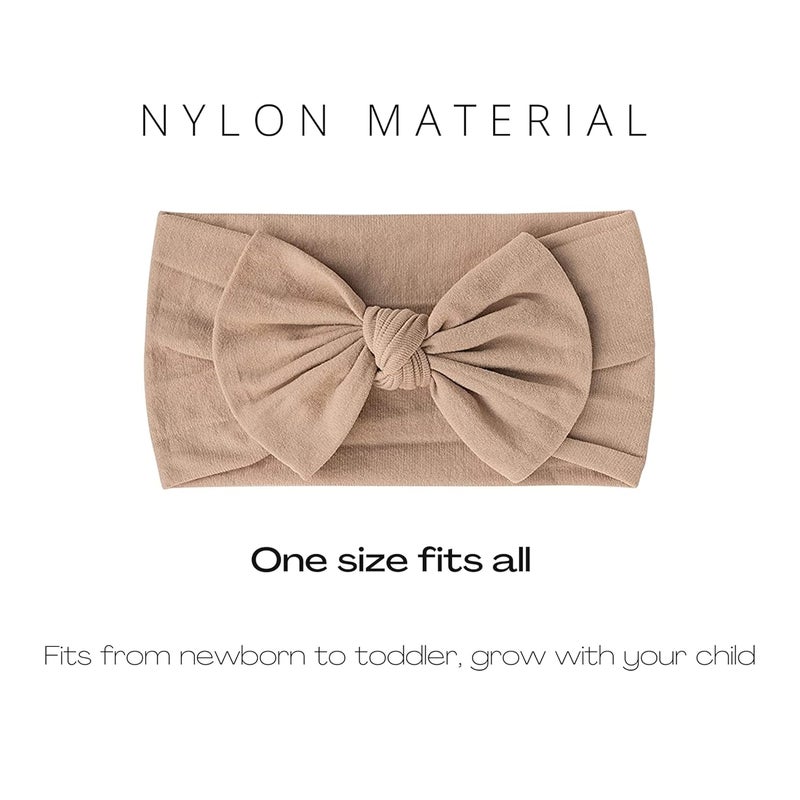 Prohouse 20PCS Baby Nylon Headbands Hairbands Hair Bow Elastics for Baby Girls Newborn Infant Toddlers Kids(Clay) - Image 2